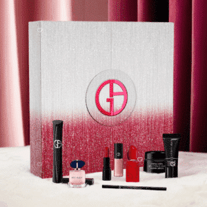 Giorgio Armani Advent Calendar 2025 with 24 luxury beauty surprises including perfumes, makeup, skincare and mirror, perfect for style-conscious women.
