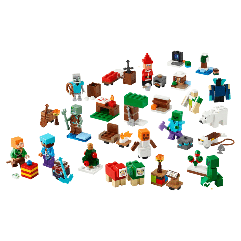 Lego Minecraft (21280) Advent Calendar 2025 with 24 festive builds, 300 pieces and holiday minifigures for kids and collectors.