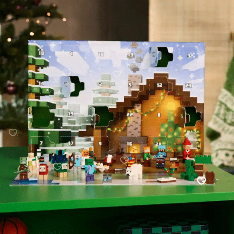 Lego Minecraft (21280) Advent Calendar 2025 with 24 festive builds, 300 pieces and holiday minifigures for kids and collectors.