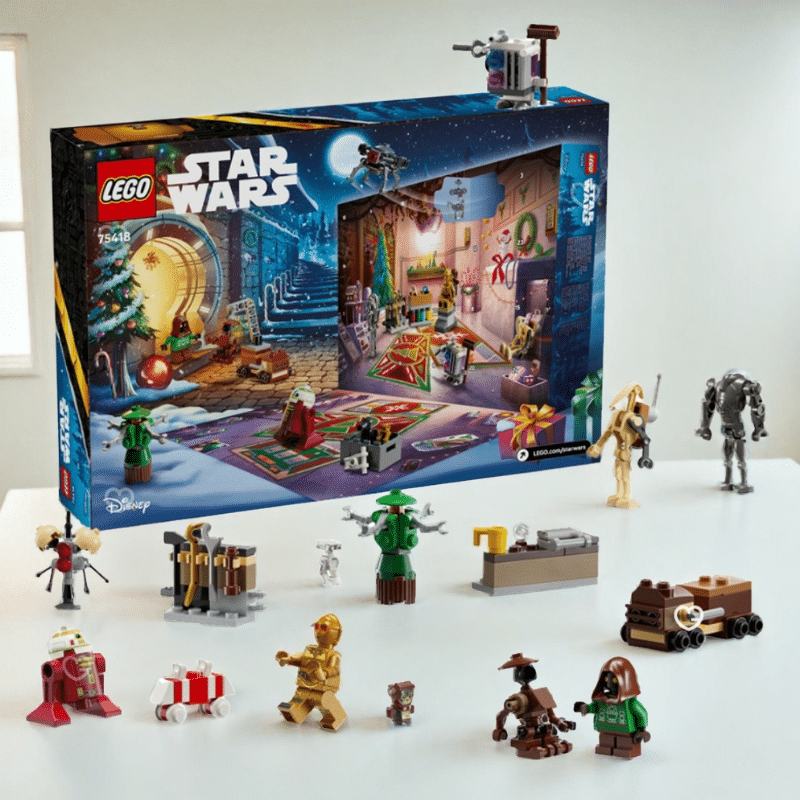 Lego Star Wars (75418) Advent Calendar 2025 with 263 pieces, 24 festive surprises, BB-8 snowman, Jawa, Babu Frik and holiday builds for kids and collectors.