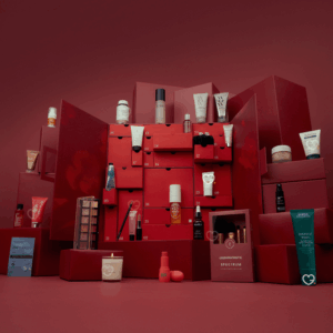 Lookfantastic Advent Calendar 2025 in luxe festive box with 25 beauty treats including MAC, Elemis and Sol de Janeiro.