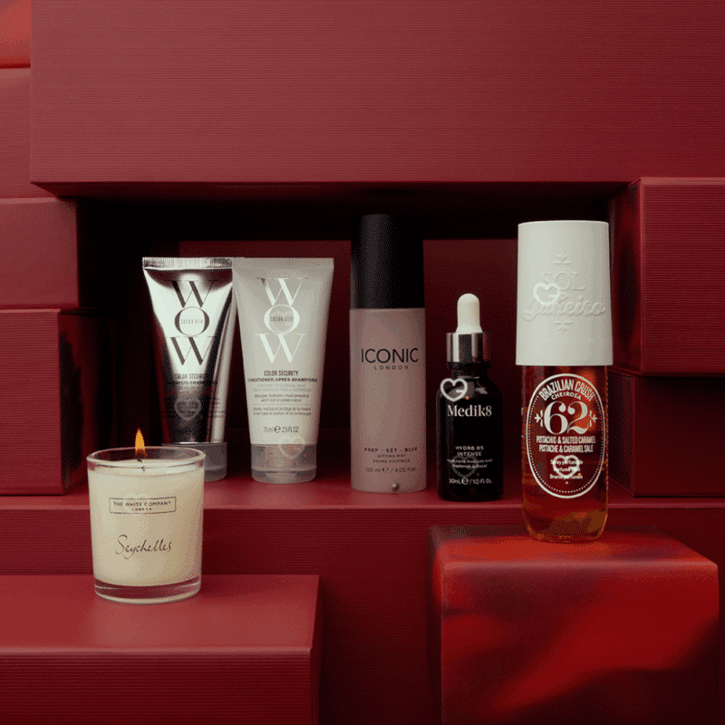 Lookfantastic Advent Calendar 2025 in luxe festive box with 25 beauty treats including MAC, Elemis and Sol de Janeiro.