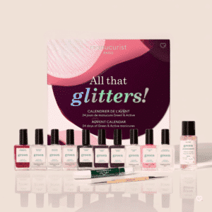 Manucurist Advent Calendar 2025 in festive gold box with 24 vegan nail polishes, care treatments and tools.