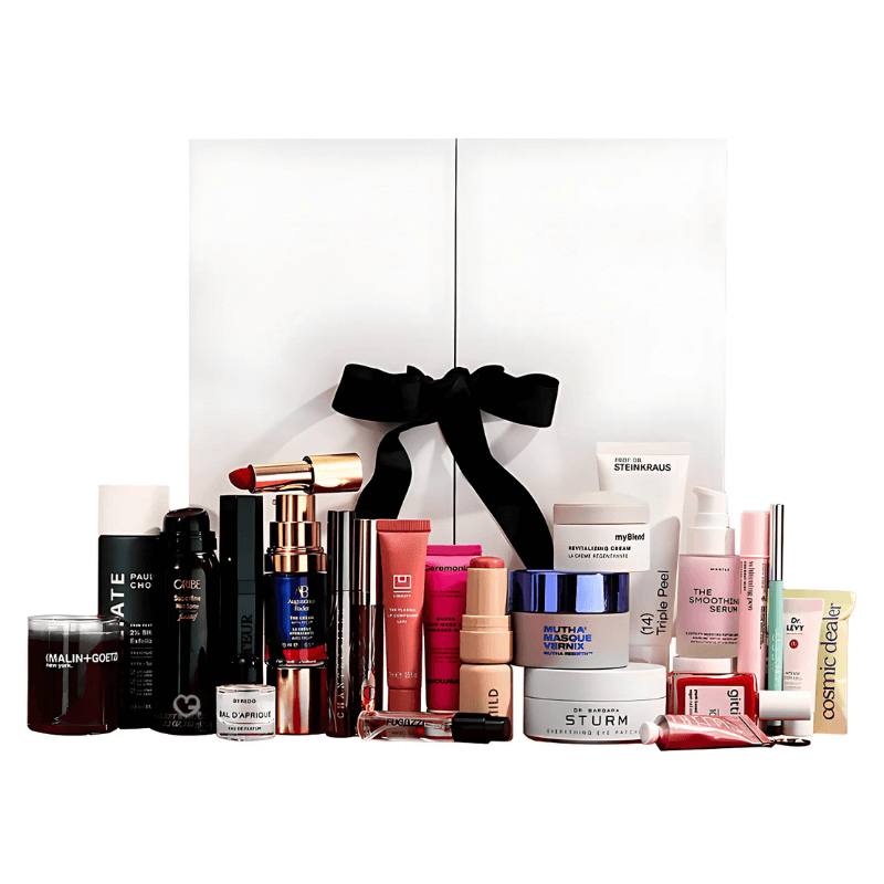 Niche Beauty Advent Calendar 2025 with 24 luxury skincare, makeup, haircare and bath products, perfect for beauty enthusiasts.