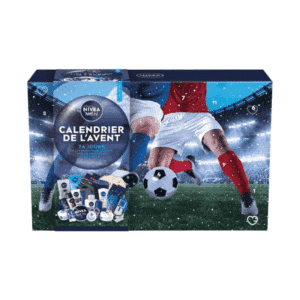 Nivea Men Advent Calendar 2025 with 24 grooming essentials and festive gifts in a blue holiday box.