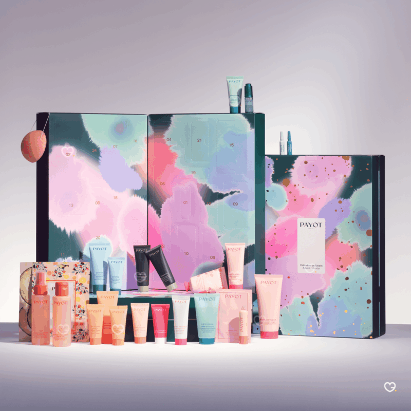 Payot Advent Calendar 2025 in festive box with 24 skincare, body and hair treats including masks, creams and serums.