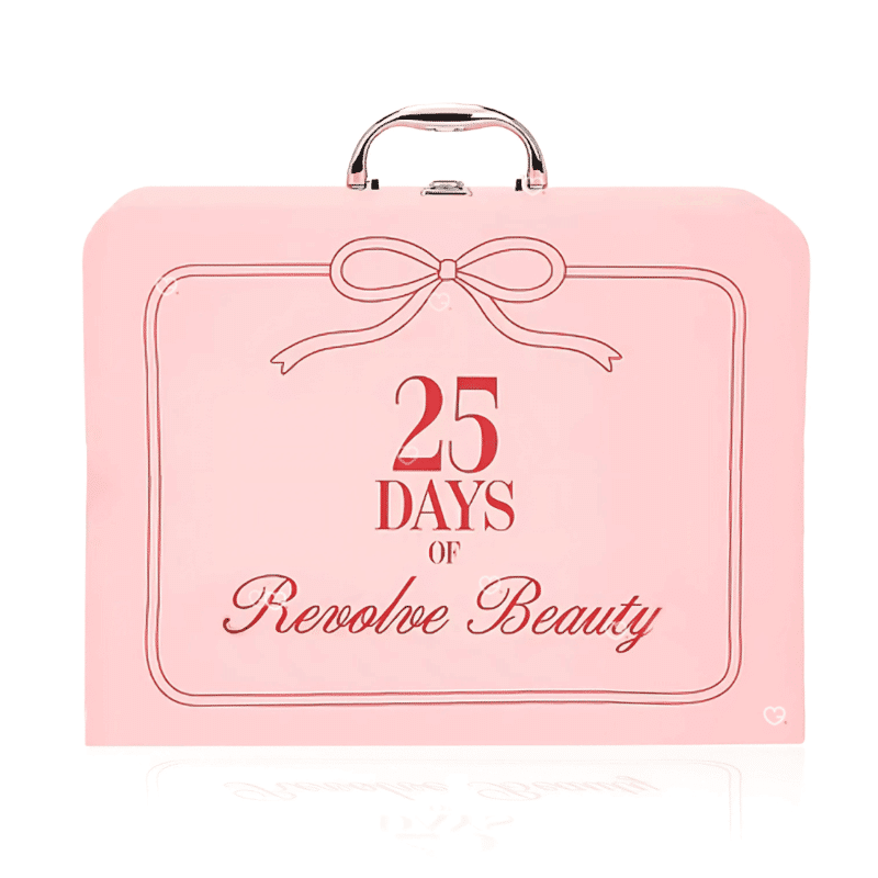 Revolve Advent Calendar 2025 with 25 luxury beauty treats including skincare, makeup, haircare, body care and cosy socks for beauty lovers.