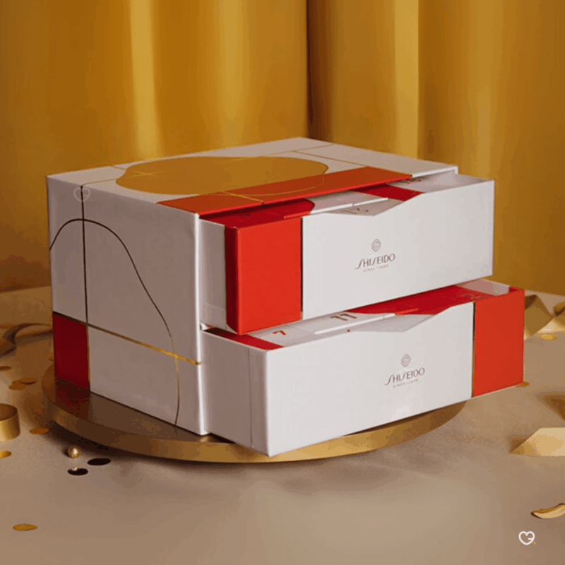 Shiseido Advent Calendar 2025 in red festive box with 24 skincare, makeup, bodycare and fragrance surprises.