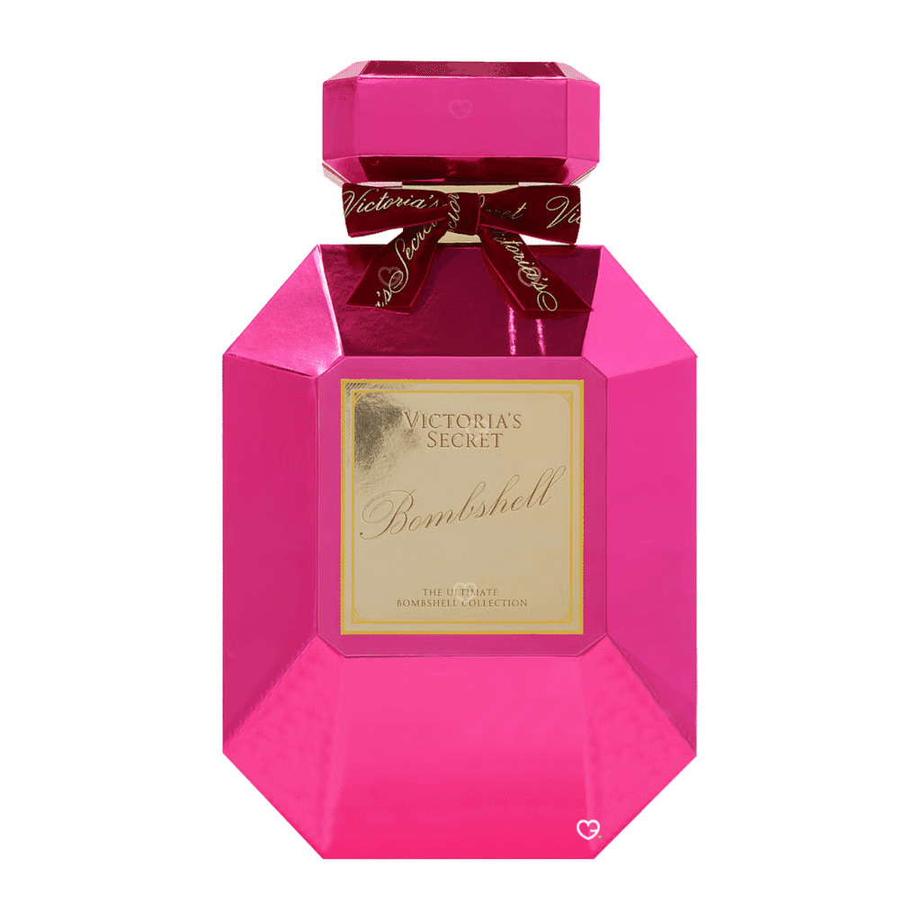 Victoria's Secret Advent Calendar 2025 in pink festive box with 12 Bombshell perfumes, glosses and mini accessories.