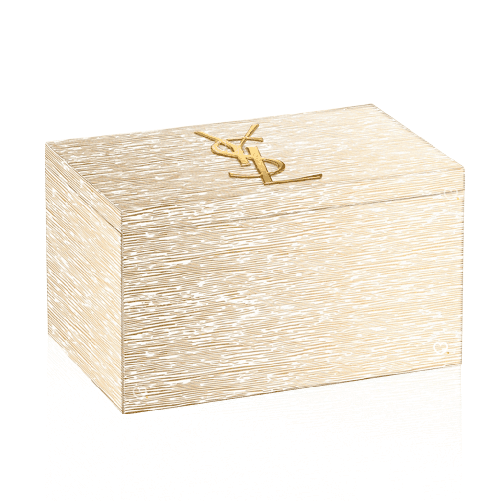 YSL Beauty Advent Calendar 2025 in red festive box with 24 luxury minis, full-size lipsticks, perfume and skincare.