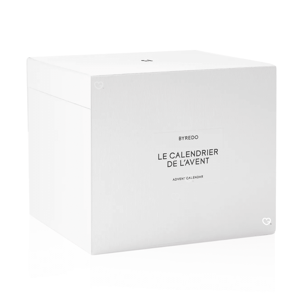 Byredo Advent Calendar 2025 with 24 perfumes, candles, skincare and luxury accessories in festive design for beauty lovers.