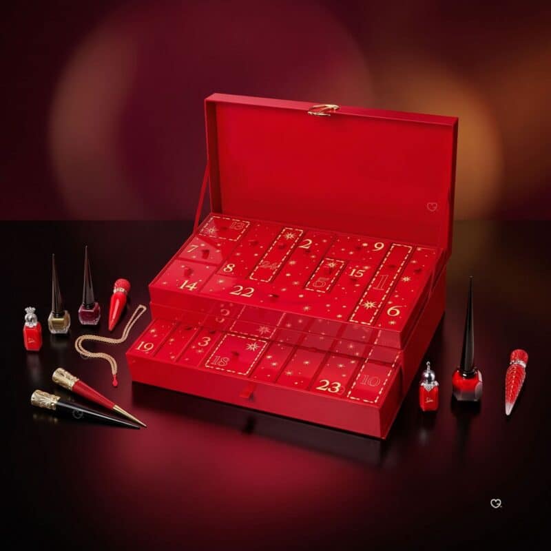 Christian Louboutin Advent Calendar 2026 opened showing the beauty products