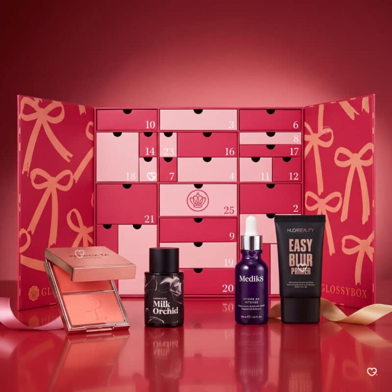 Glossybox Advent Calendar 2026 open drawers with beauty products
