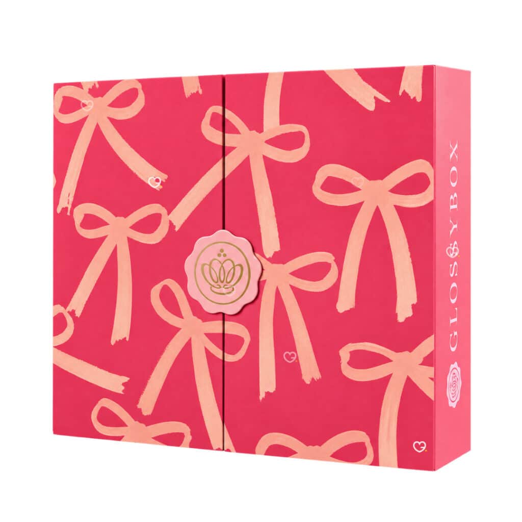 Glossybox Beauty Wrapped Advent Calendar 2026 closed pink box with bow design