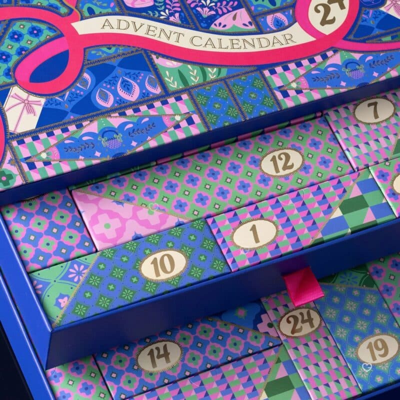 Sabon Advent Calendar 2026 numbered drawers close-up across 24 doors