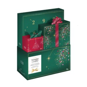 Yankee Candle 24 Days of Fragrance advent calendar 2026 with 24 tea lights and a glass holder