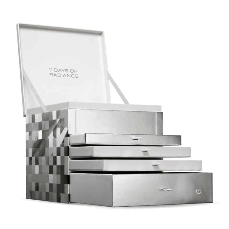 111Skin advent calendar 2026 open pull-out drawers revealing the skincare products