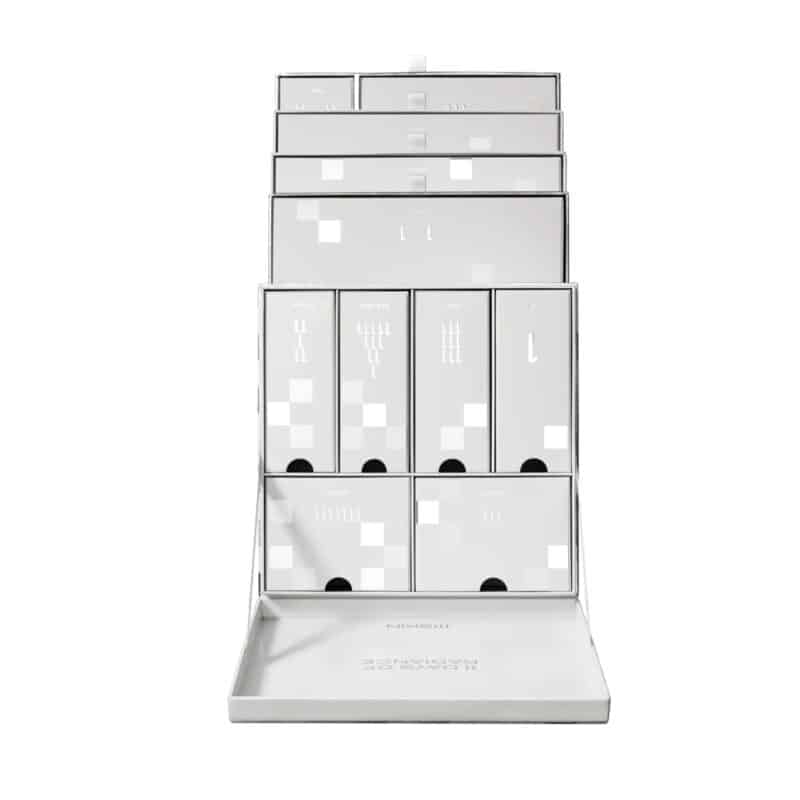 111Skin advent calendar 2026 chest with top section lifted and rear drawers open