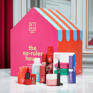 3INA Advent Calendar 2025 with 24 colourful mini makeup products and accessories, perfect for young beauty lovers seeking festive surprises.