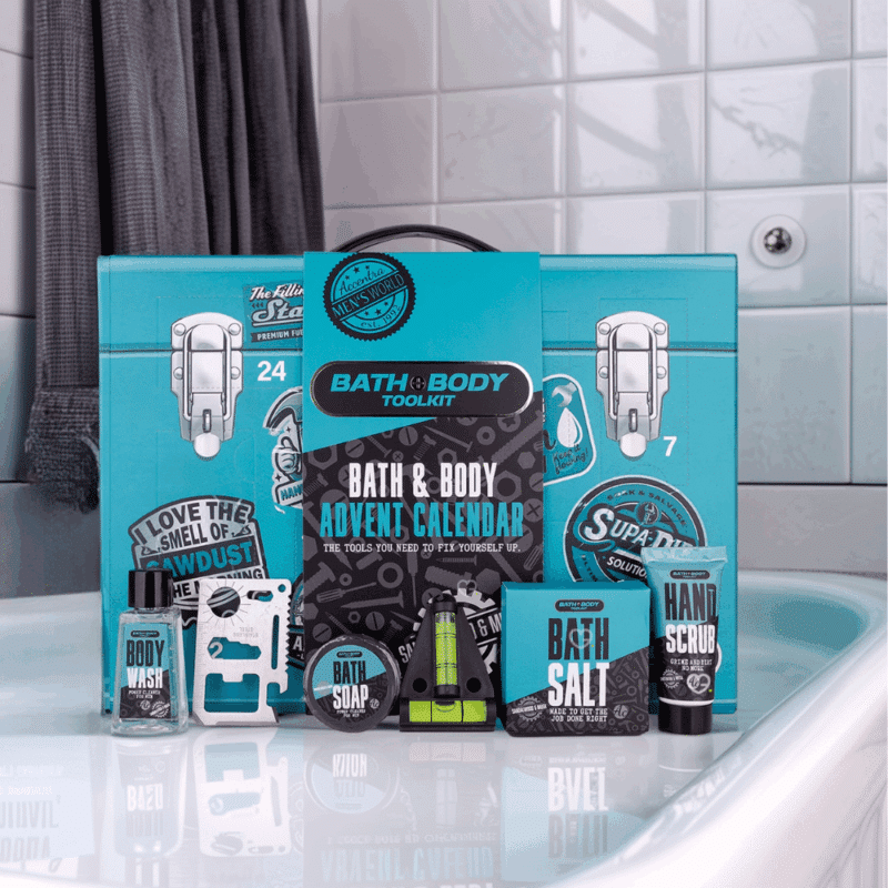 Accentra Men Style Advent Calendar 2025 with 24 men’s grooming and skincare gifts for face and body, ideal for festive self-care.