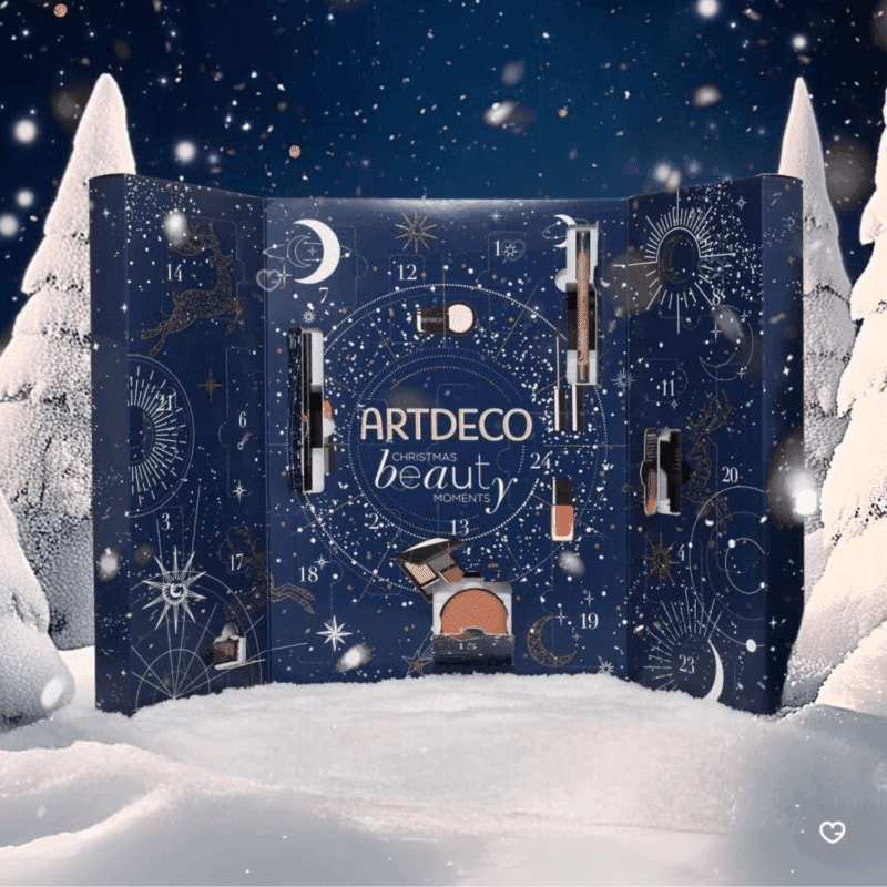 ArtDeco Advent Calendar 2025 with 24 luxury makeup surprises in festive packaging, ideal for beauty enthusiasts seeking exclusive gifts.