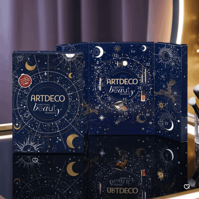 ArtDeco Advent Calendar 2025 with 24 luxury makeup surprises in festive packaging, ideal for beauty enthusiasts seeking exclusive gifts.