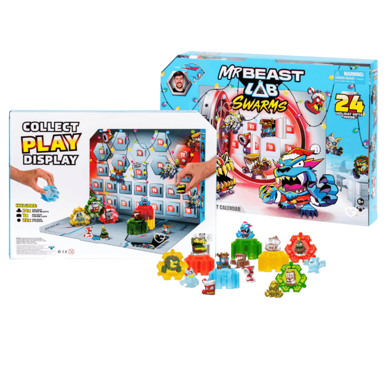 MrBeast Hyper Fusion Advent Calendar 2025 with 24 surprises including micro creatures, stickers and fusion caps, perfect for kids and collectors.