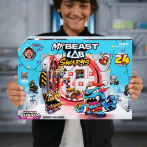 MrBeast Hyper Fusion Advent Calendar 2025 with 24 surprises including micro creatures, stickers and fusion caps, perfect for kids and collectors.