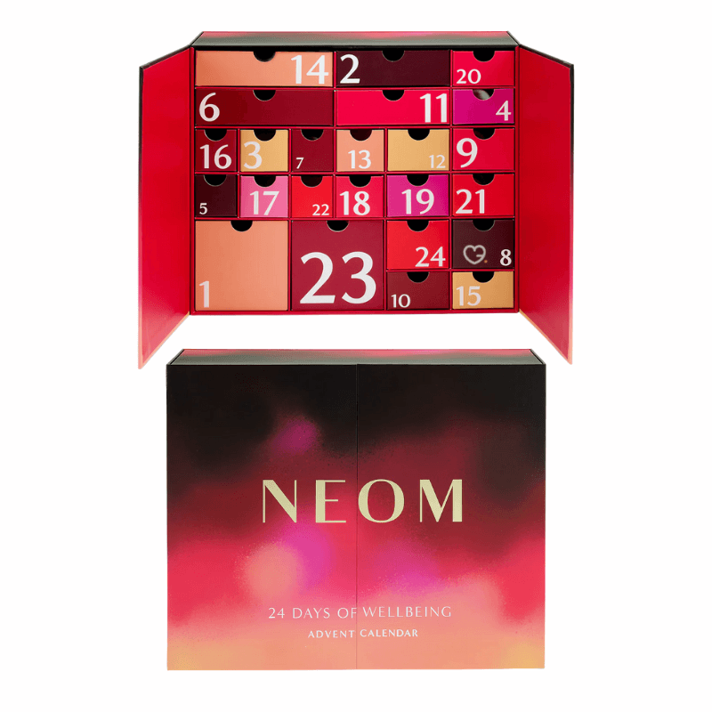 Neom Advent Calendar 2025 with 24 luxury wellbeing treats—candles, oils, and skincare—perfect for mindful women seeking festive self-care.