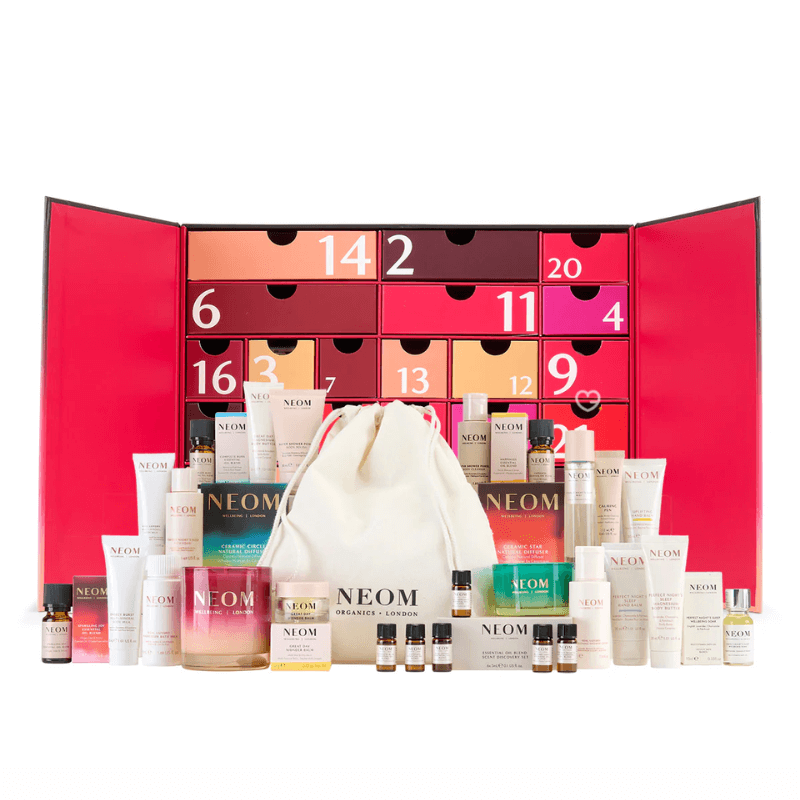 Neom Advent Calendar 2025 with 24 luxury wellbeing treats—candles, oils, and skincare—perfect for mindful women seeking festive self-care.