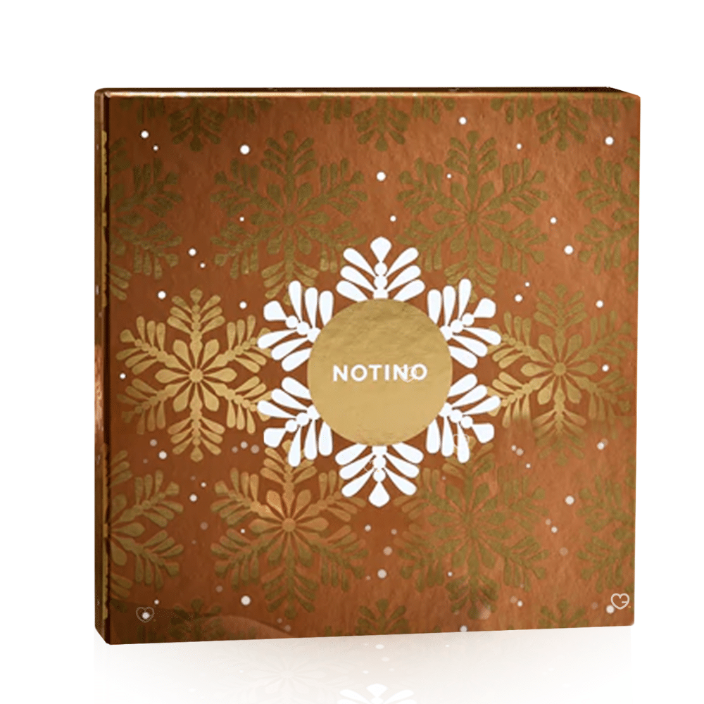 Notino Advent Calendar 2025 for women with 24 beauty treats—skincare, makeup, perfume, and hair care in elegant festive packaging.