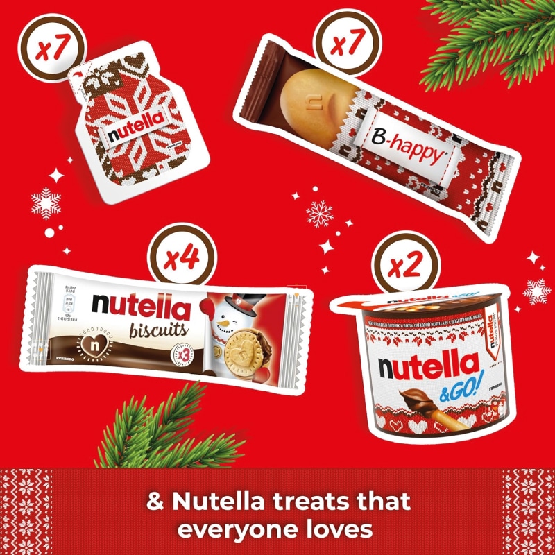 Nutella Advent Calendar 2025 with 24 festive treats—mini spreads, cookies, waffles, and gifts—perfect for families and chocolate lovers.
