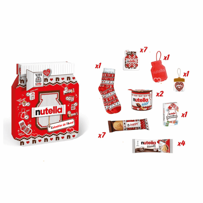Nutella Advent Calendar 2025 with 24 festive treats—mini spreads, cookies, waffles, and gifts—perfect for families and chocolate lovers.
