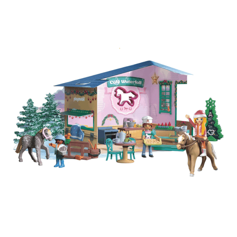 PLAYMOBIL Horses of Waterfall Advent Calendar 2025 with 24 figures, animals and festive accessories for children who love horses and creative play.