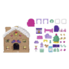 Polly Pocket Advent Calendar 2025 with 24 festive surprises, mini Polly figurine and gingerbread house playset for kids’ holiday fun.