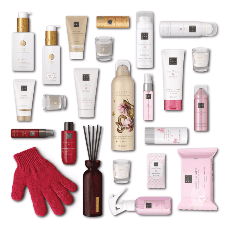 Rituals Deluxe Advent Calendar 2025 with 24 luxury beauty and wellness treats in festive gold diorama design, ideal for self-care lovers.