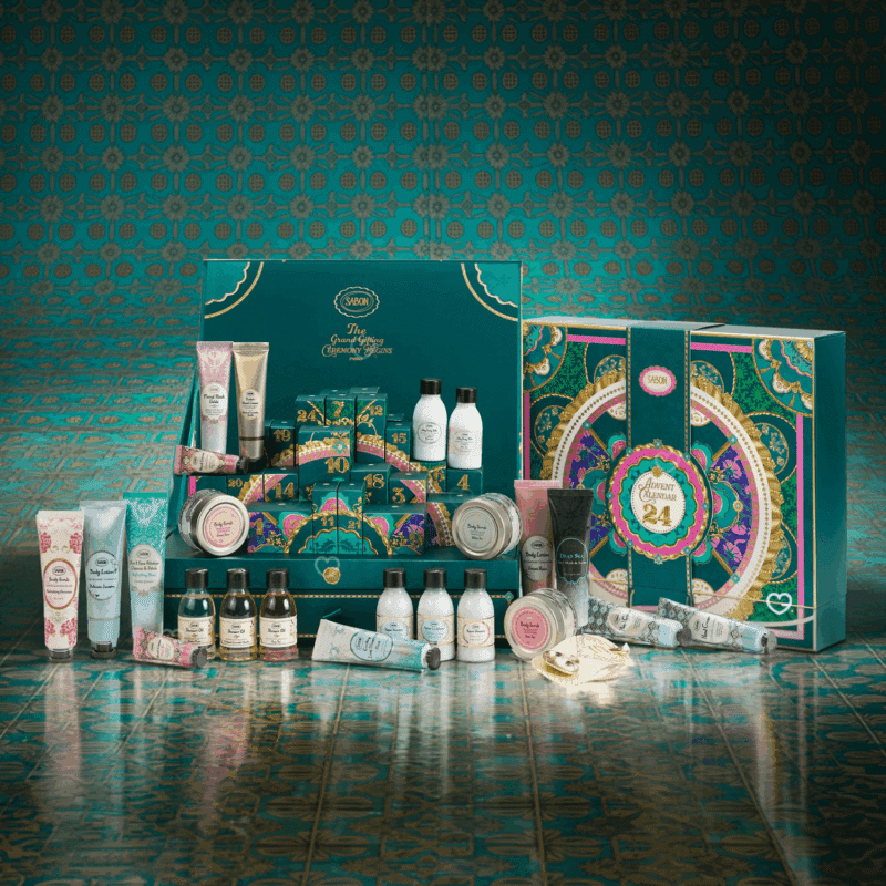 Sabon Advent Calendar 2025 with 24 luxury beauty treats including body scrubs, shower oils and creams, perfect for women seeking festive self-care.