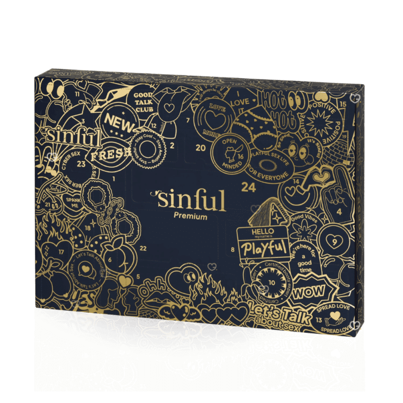 Sinful Premium Advent Calendar 2025 with 24 sensual surprises including sex toys, games and accessories for adventurous couples.