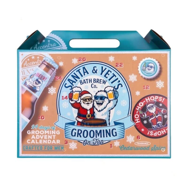 Accentra Men Style Advent Calendar 2026 box, Santa and Yeti beer theme, 24 doors