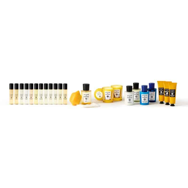 Acqua Di Parma Advent Calendar 2026 contents: 13 fragrances, 9 body and bath items and 2 candles