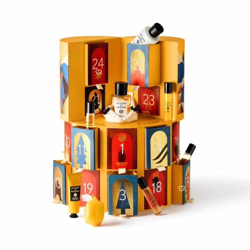 Acqua Di Parma Advent Calendar 2026 two-tier box open showing the daily doors