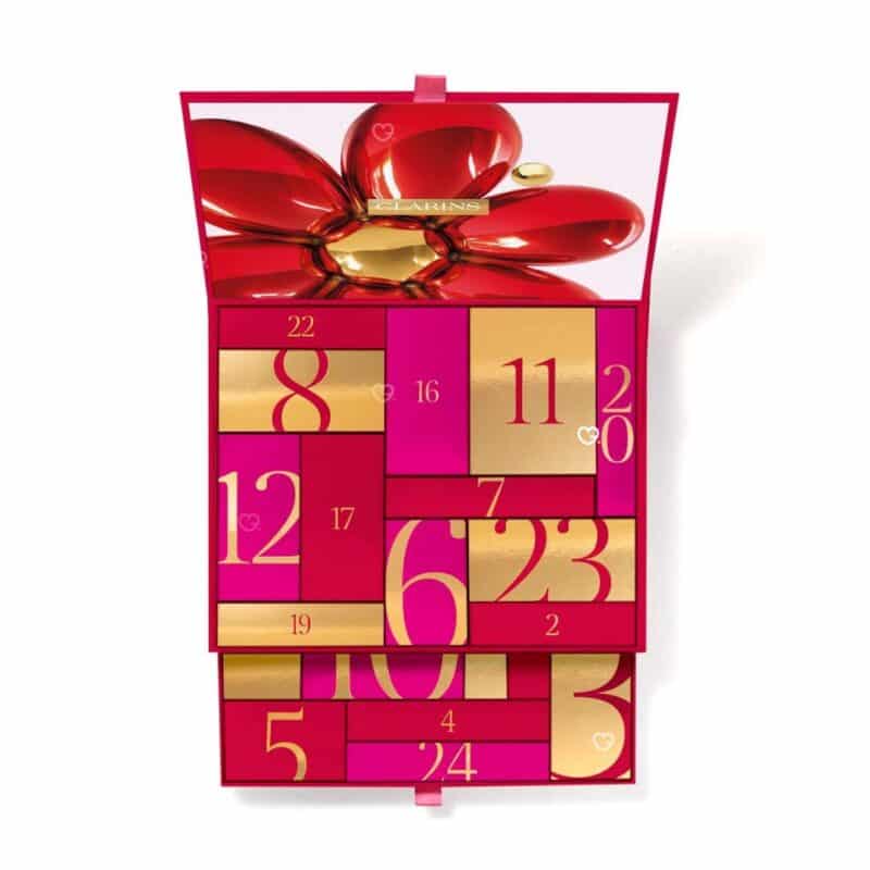 Clarins Advent Calendar 2026 numbered doors inside the drawer box