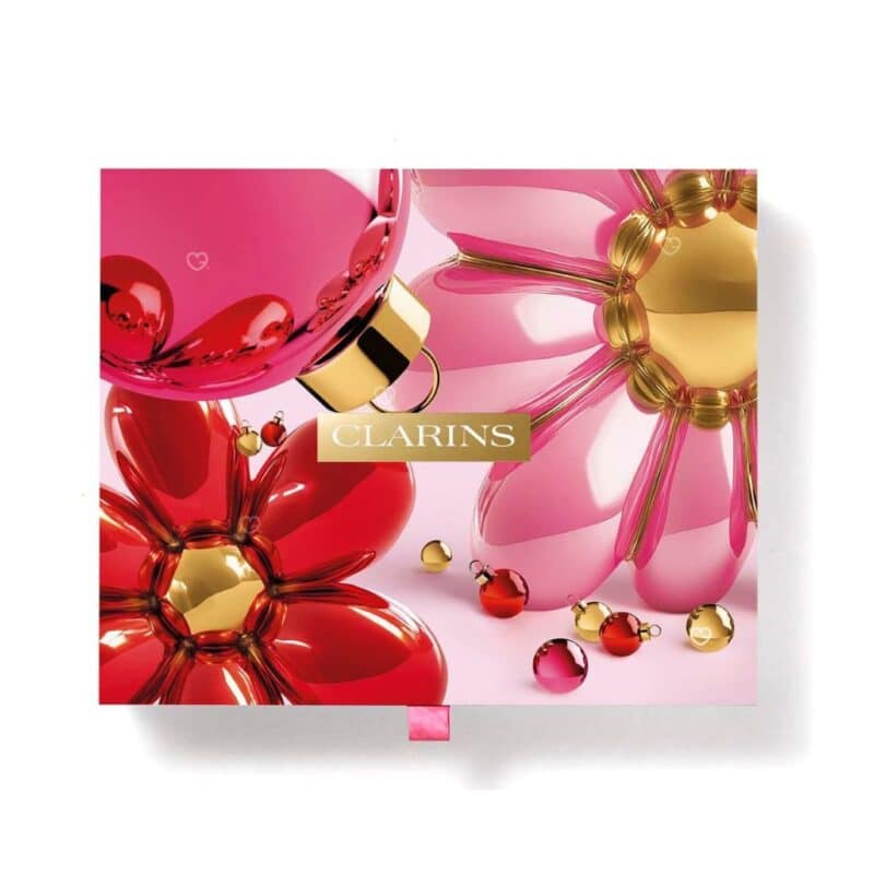 Clarins Advent Calendar 2026 pink and gold floral gift box