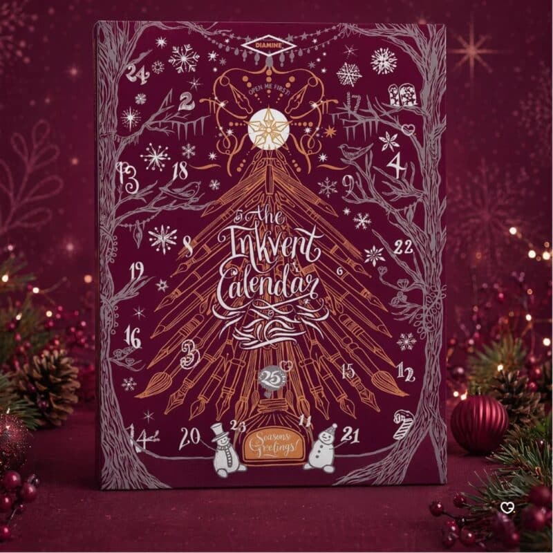 Diamine Inkvent 2026 Burgundy Edition calendar in use
