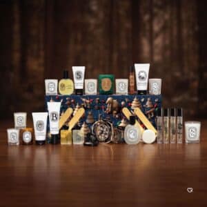 Diptyque fragrance advent calendar 2026 with candles, eaux de parfum and body care.