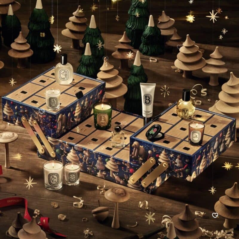 Diptyque Advent Calendar 2026 open, 25 numbered drawers.