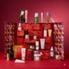 ELLE Beauty Advent Calendar 2026 fully open showing all contents, makeup advent calendar and skincare advent calendar products revealed