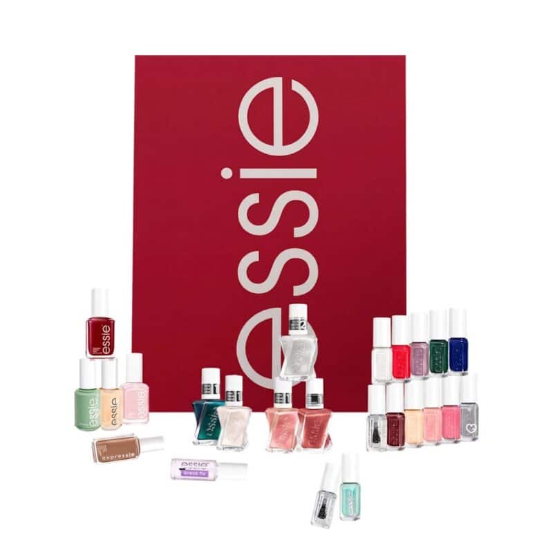 Essie Advent Calendar 2026 box with its nail polishes and treatments on display