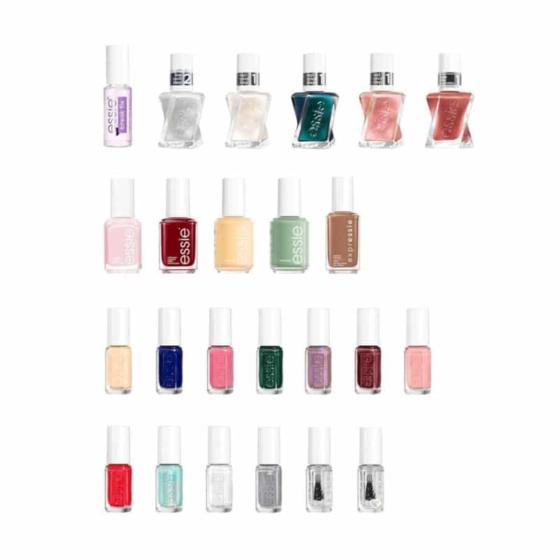 Essie Advent Calendar 2026 full-size 13.5ml polishes including the Diamond Dust Top Coat