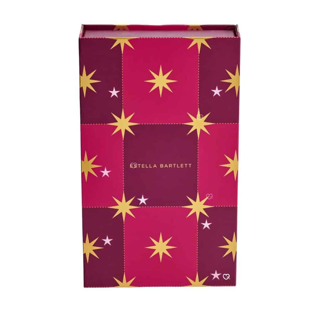 Estella Bartlett Advent Calendar 2026 closed book-style box with gold stars